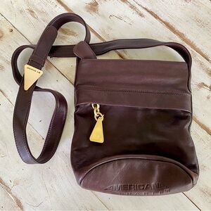 AMERICANA Sharif 90s Vintage brown soft Leather purse chic crossbody bag EUC